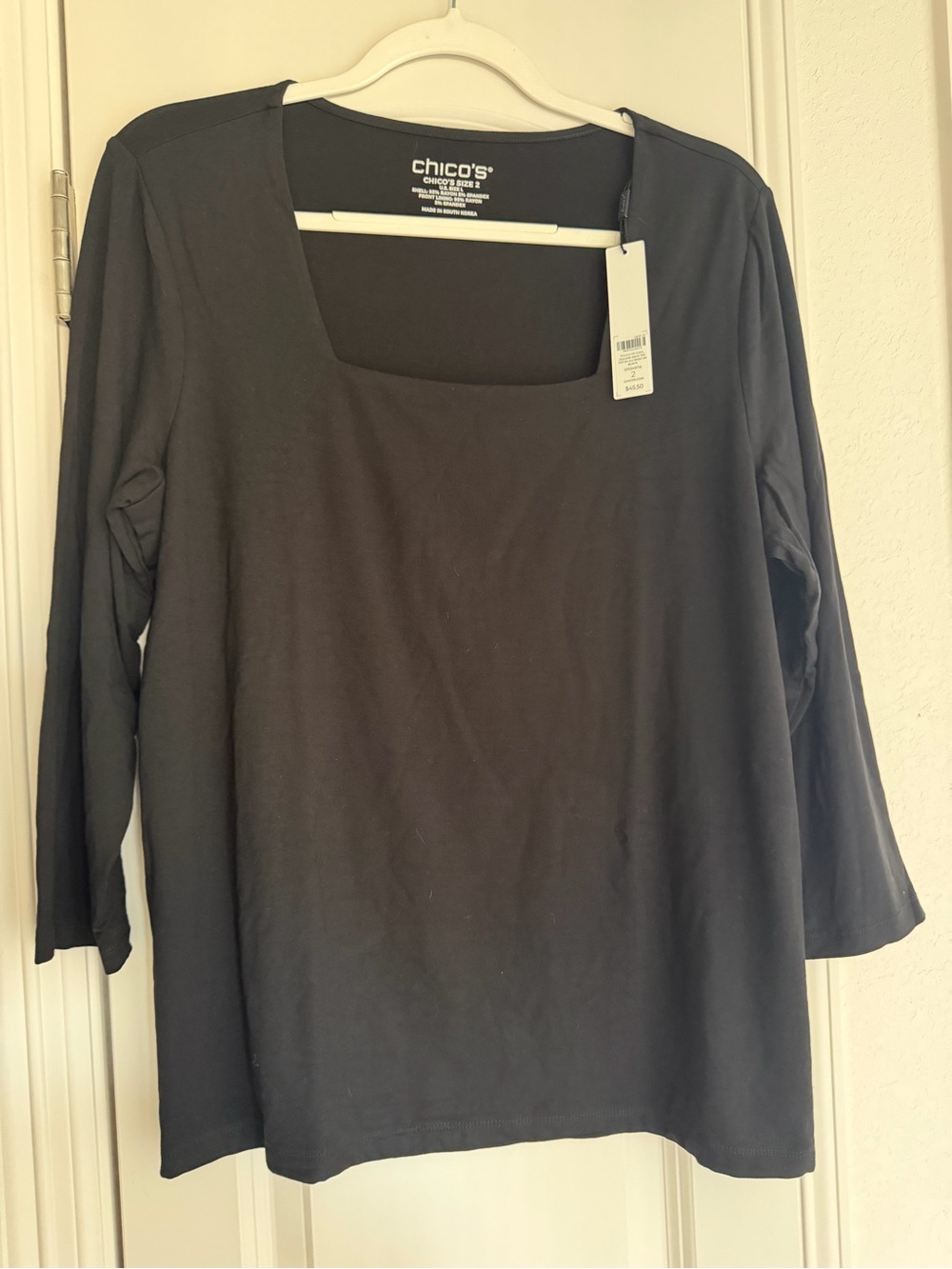 Chico's Black Square-Neck Touch of Cool Top Size 2 (L)